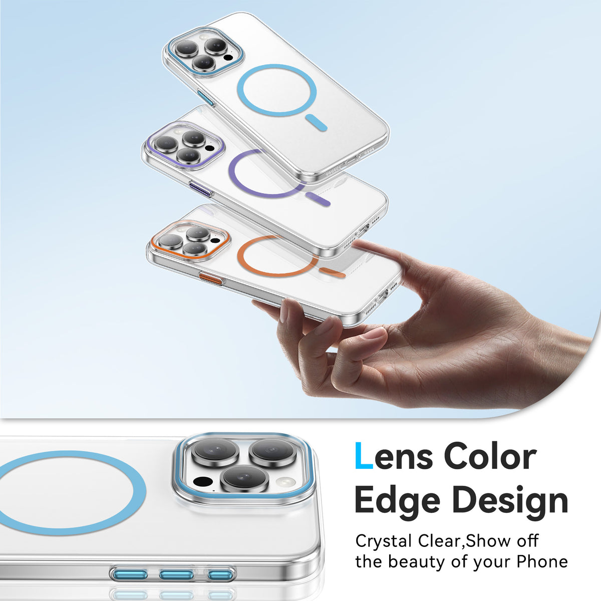 For iPhone 15 Pro Clear Magnetic Case PC Anti Drop Phone Back Cover Compatible with MagSafe