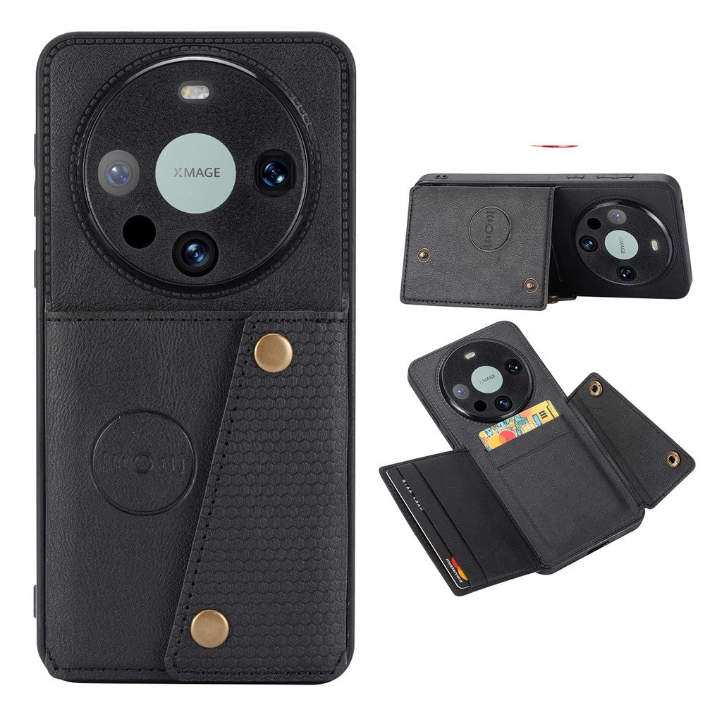 Huawei Mate 80 / 80 Pro-skal med kortplatser, stativ, läder + TPU-mobilskal