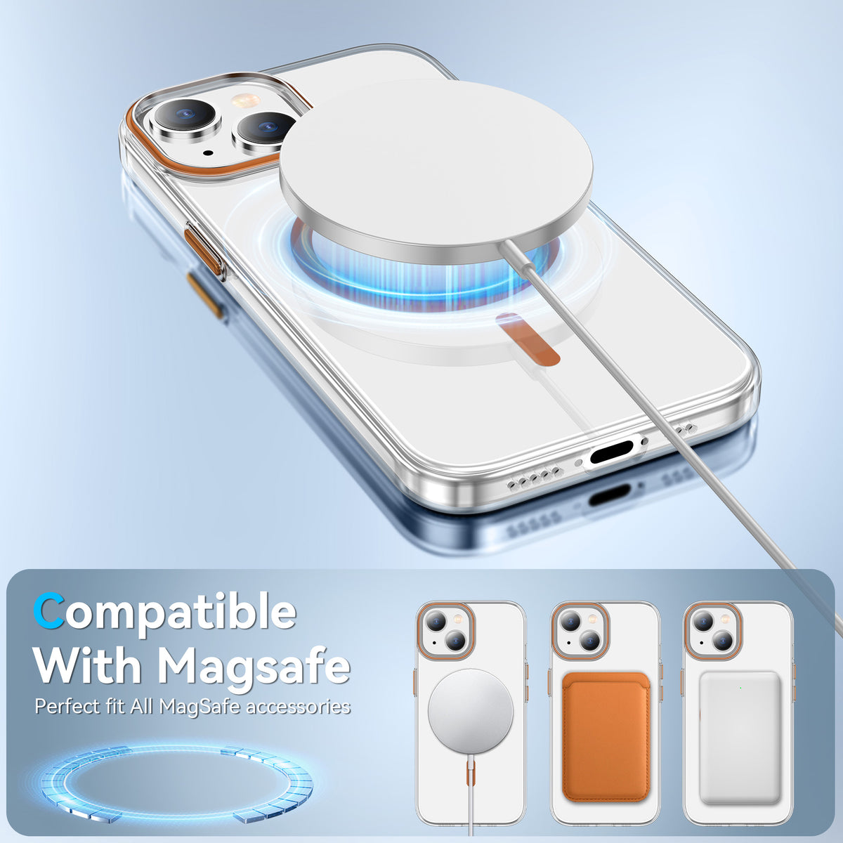 Til iPhone 13 Gennemsigtigt Magnetisk Cover PC Anti-fald Telefon Bagcover Kompatibel med MagSafe