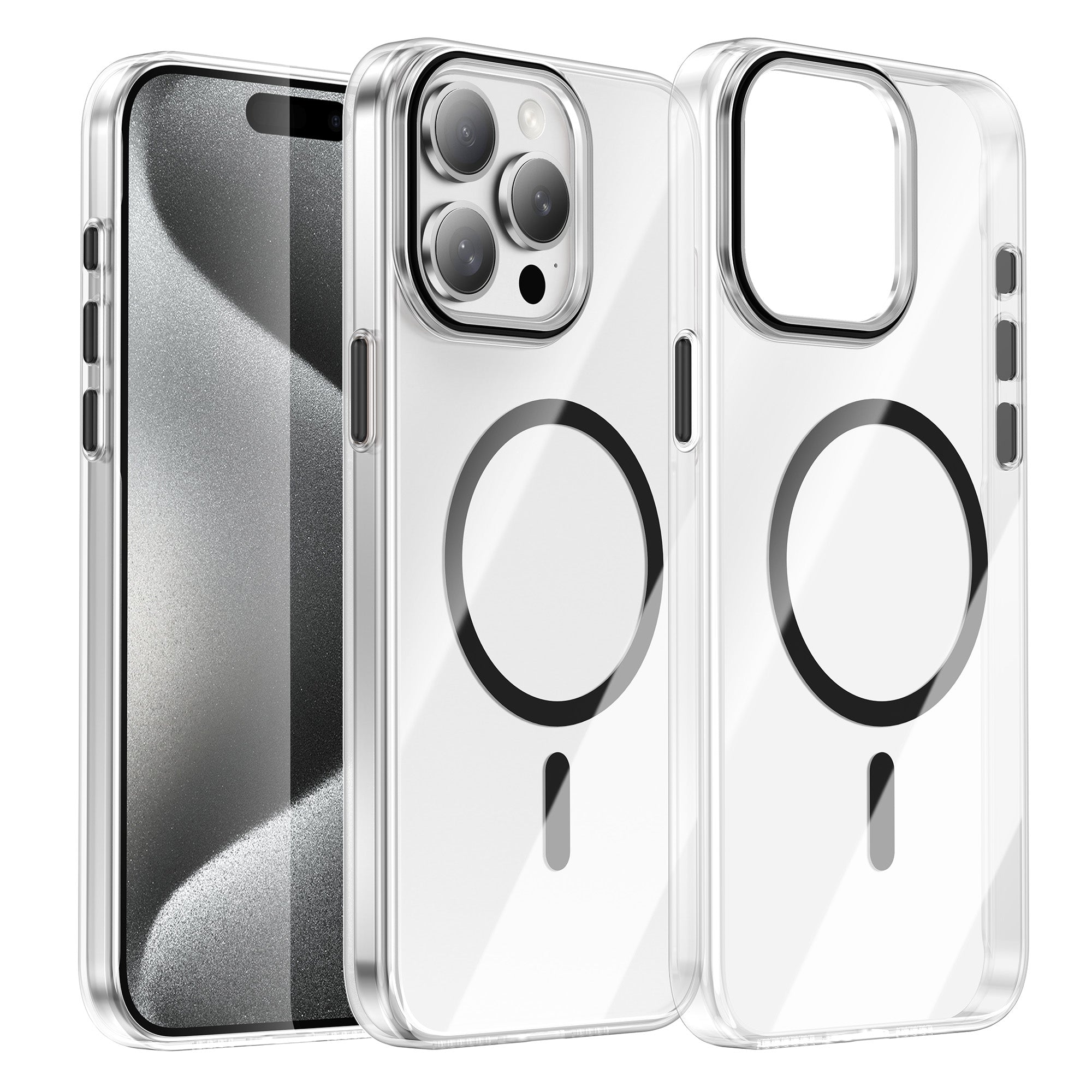 iPhone 13 Pro Max, genomskinligt magnetiskt skal, PC, fallskyddande bakstycke, kompatibelt med MagSafe