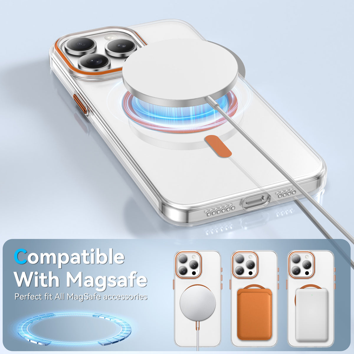 For iPhone 14 Pro Max Clear Magnetic Case PC Anti Drop Phone Back Cover Compatible with MagSafe