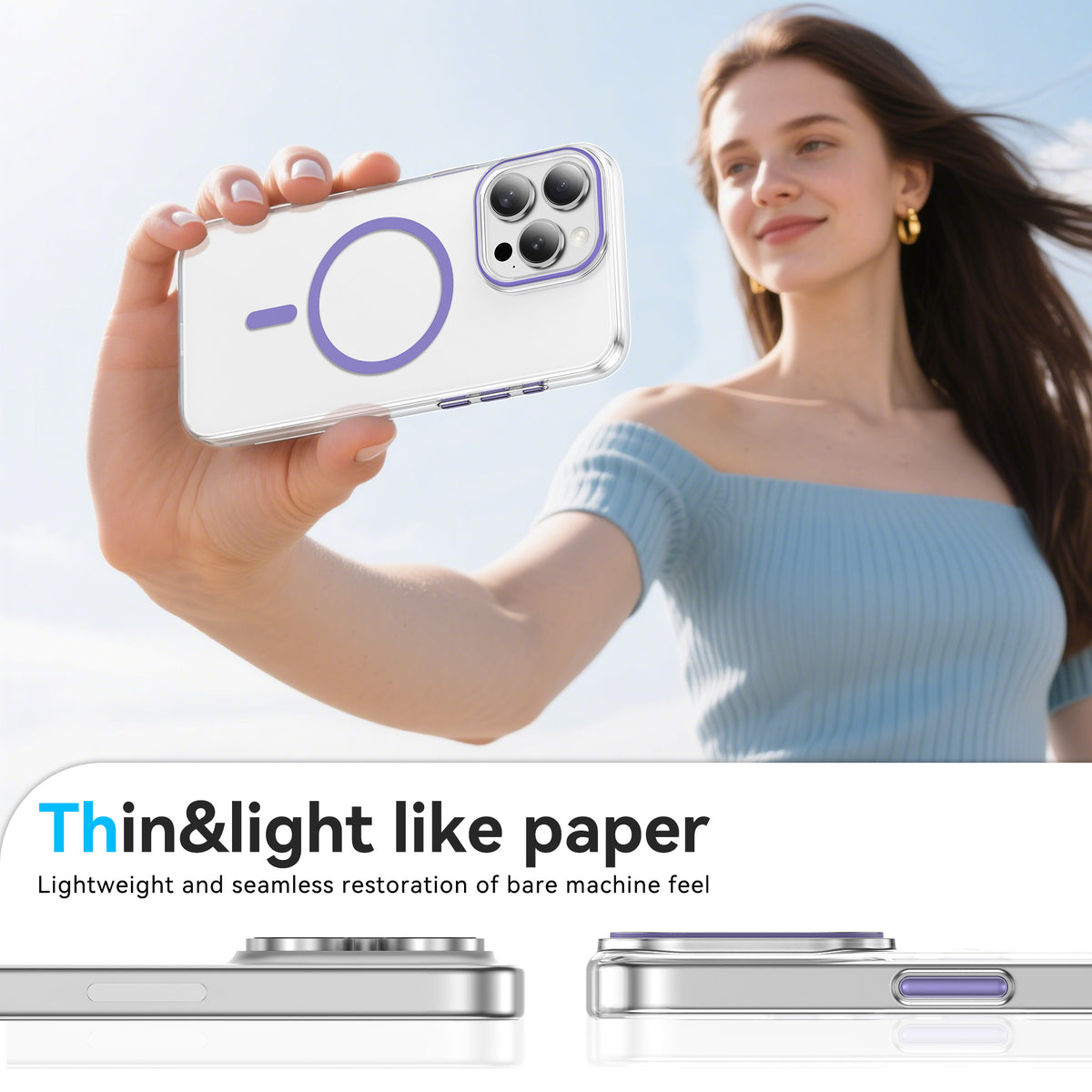 For iPhone 14 Pro Max Clear Magnetic Case PC Anti Drop Phone Back Cover Compatible with MagSafe