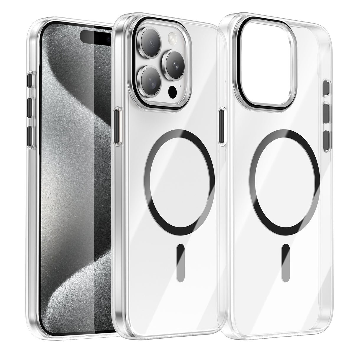 For iPhone 14 Pro Max Clear Magnetic Case PC Anti Drop Phone Back Cover Compatible with MagSafe