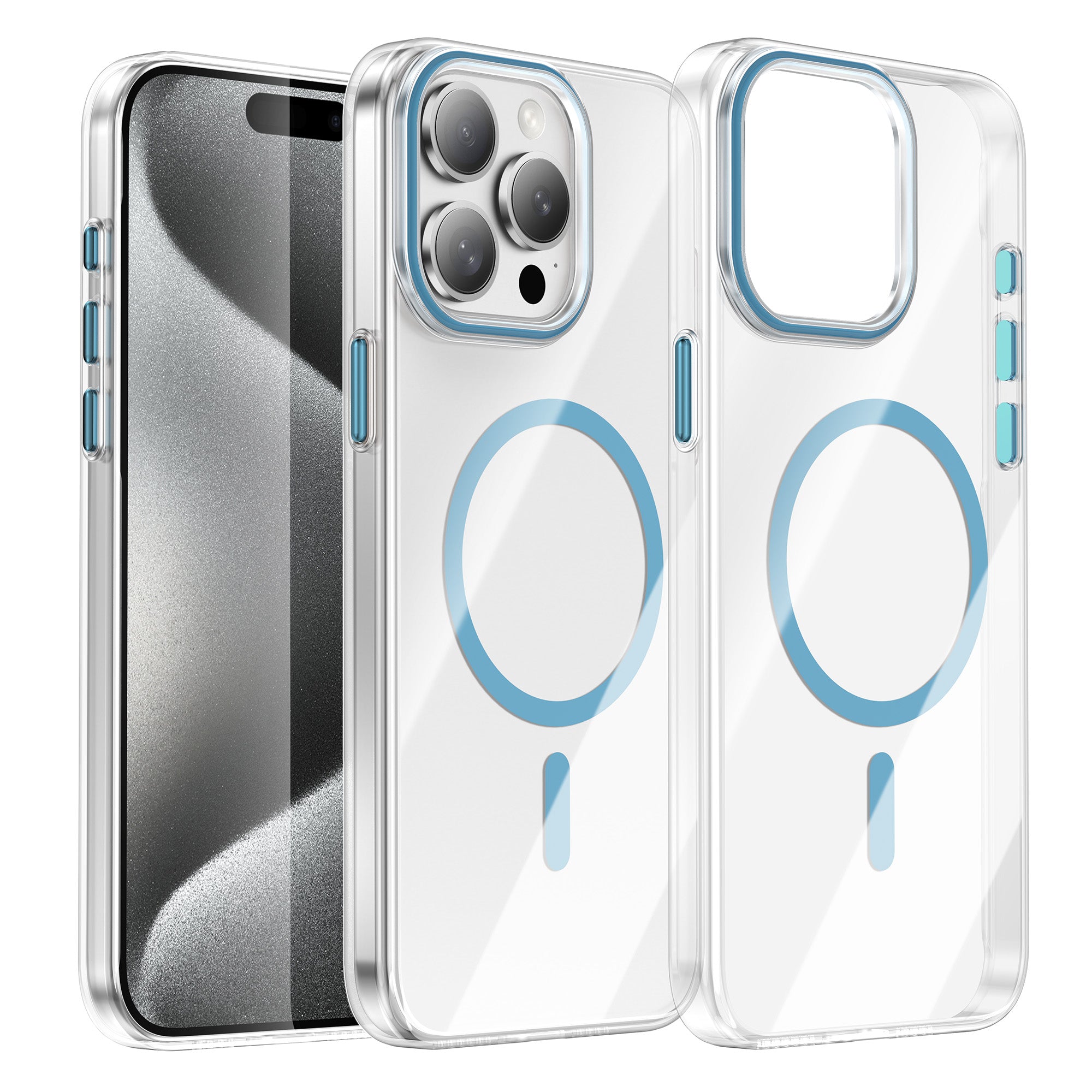For iPhone 15 Pro Max Clear Magnetic Case PC Anti Drop Phone Back Cover Compatible with MagSafe