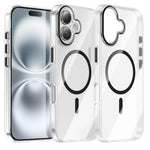 For iPhone 16 Clear Magnetic Case PC Anti Drop Phone Back Cover Compatible with MagSafe