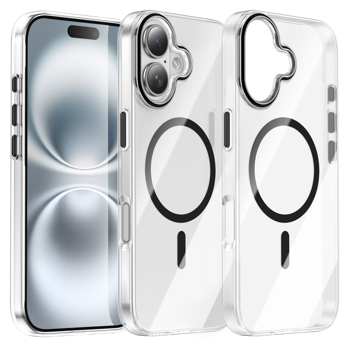 For iPhone 16 Clear Magnetic Case PC Anti Drop Phone Back Cover Compatible with MagSafe
