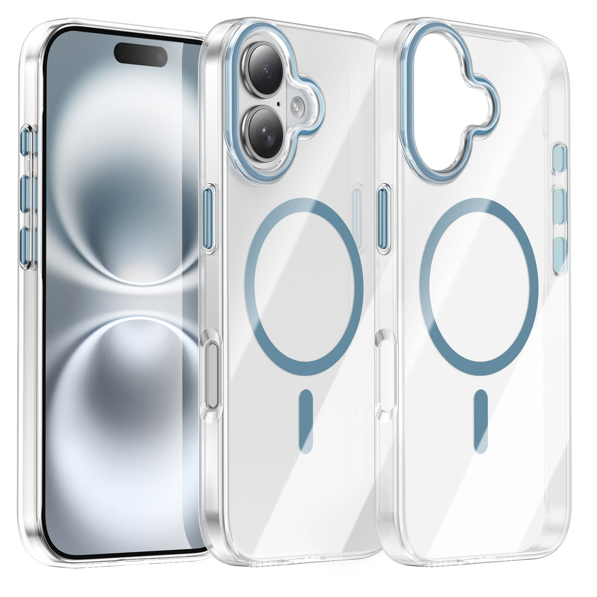 For iPhone 16 Clear Magnetic Case PC Anti Drop Phone Back Cover Compatible with MagSafe