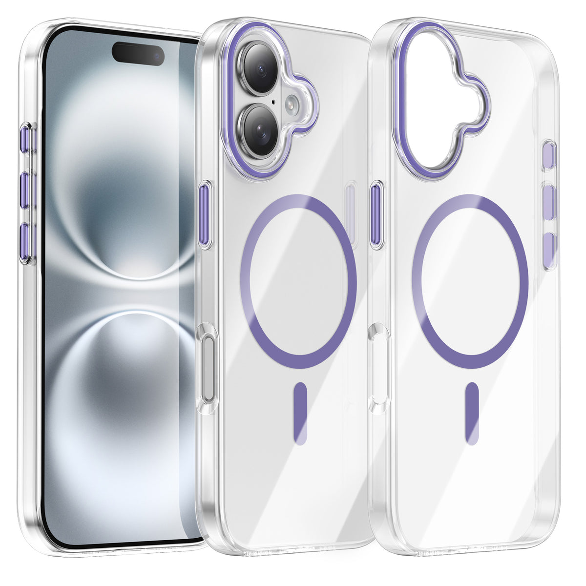 For iPhone 16 Clear Magnetic Case PC Anti Drop Phone Back Cover Compatible with MagSafe