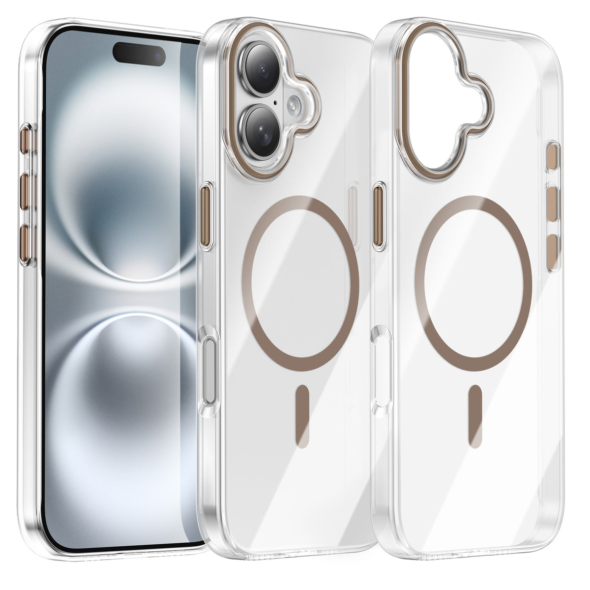 For iPhone 16 Clear Magnetic Case PC Anti Drop Phone Back Cover Compatible with MagSafe
