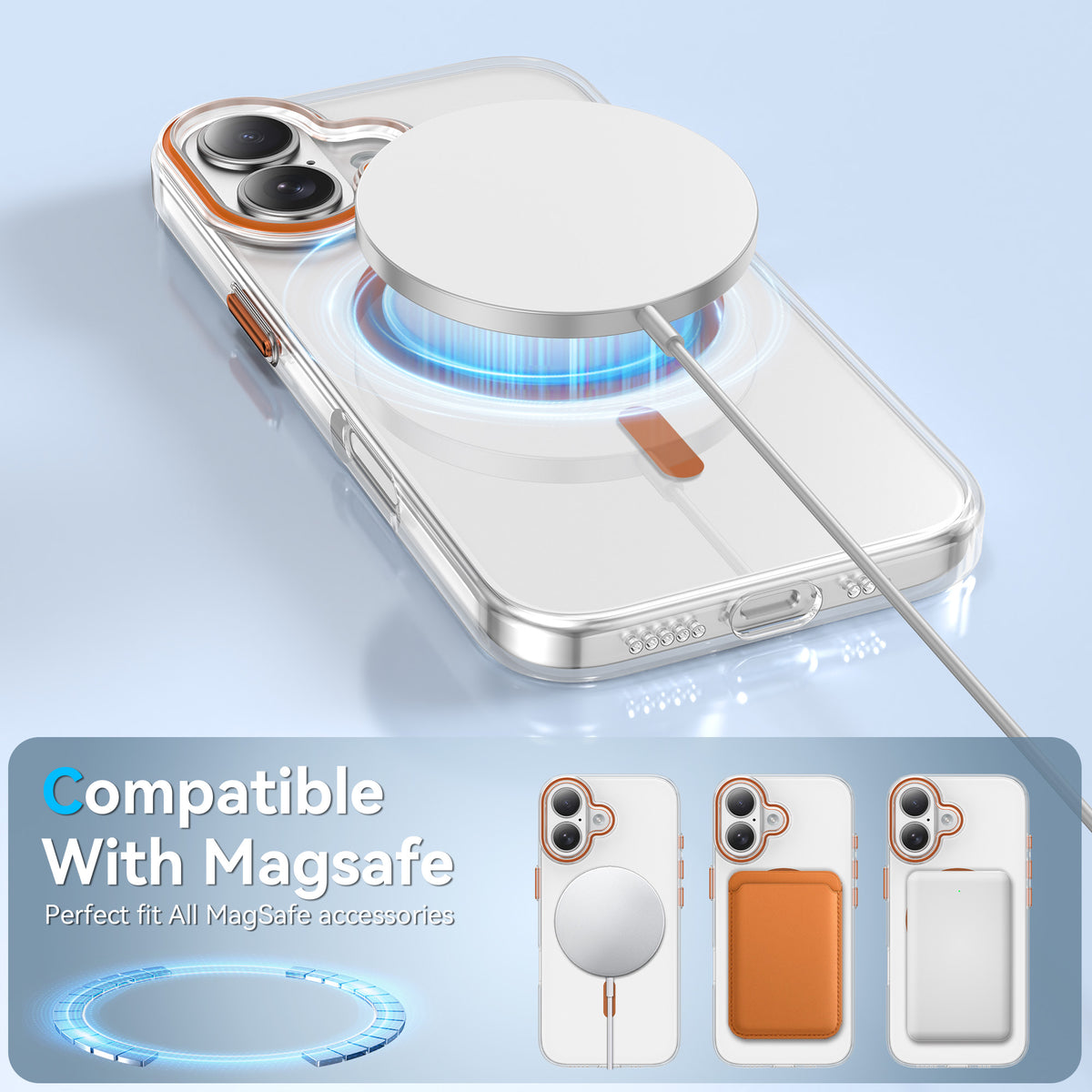 For iPhone 17 Clear Magnetic Case PC Anti Drop Phone Back Cover Compatible with MagSafe