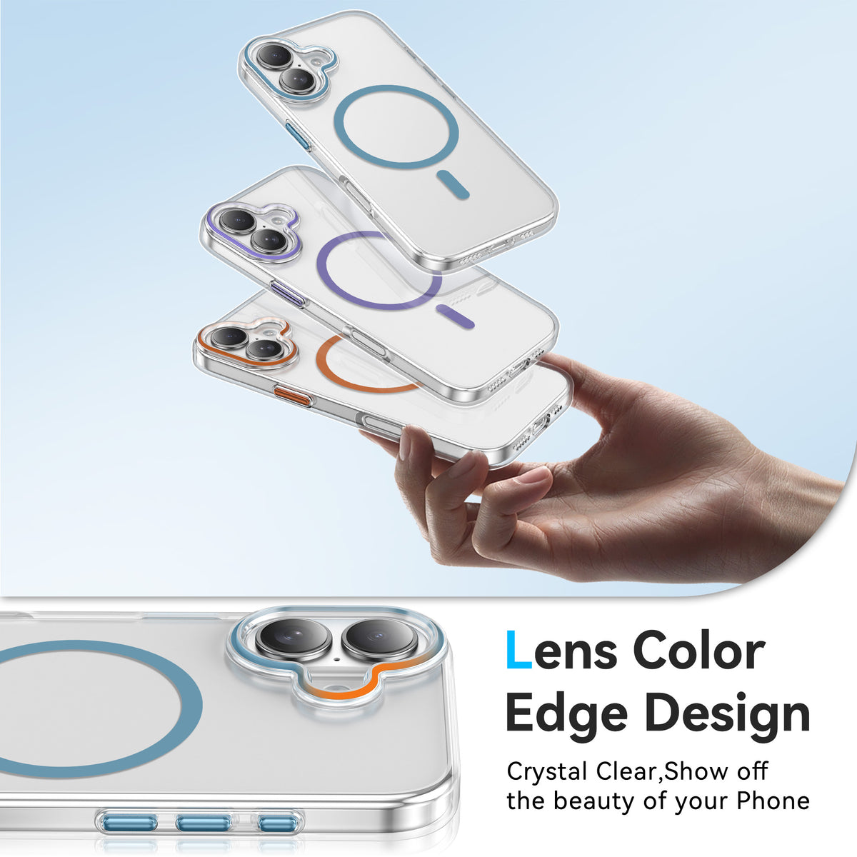 For iPhone 17 Clear Magnetic Case PC Anti Drop Phone Back Cover Compatible with MagSafe