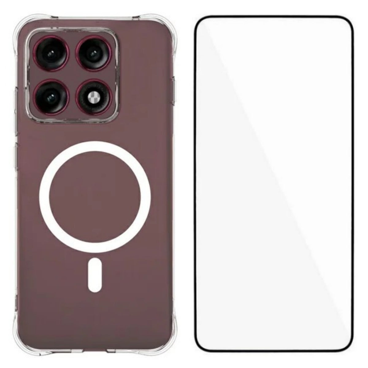 WANLONFENG til Motorola Edge 70 Pro 5G WL2 Serie 2,0 mm Magnetisk Etui Gennemsigtig TPU Telefonbagside med Skærmbeskyttelsesfilm