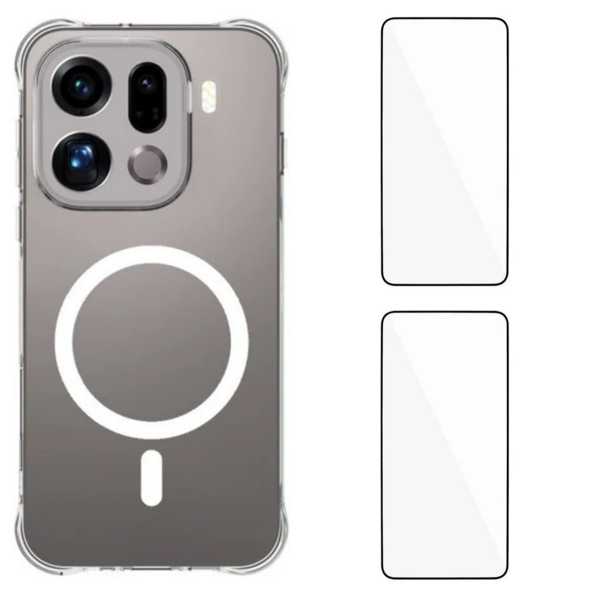 WANLONFENG for Oppo Find X9 Pro 5G WL1 Series 2.0mm Magnetic Case Clear TPU Phone Back Cover with 2Pcs Screen Films