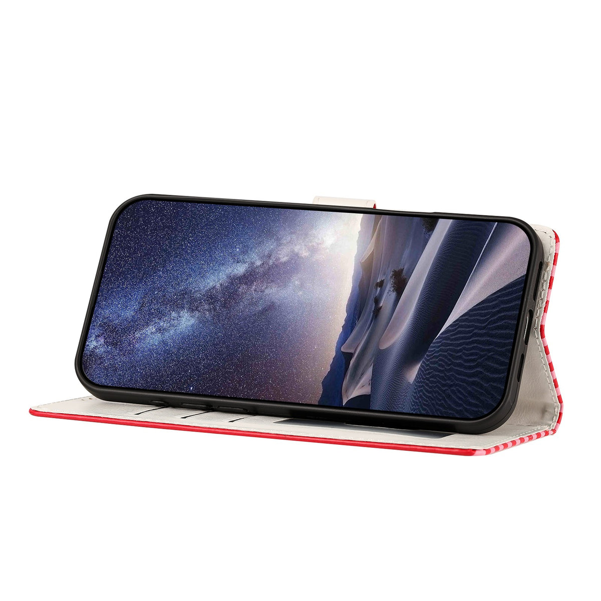 For iPhone 15 Wallet Case Vintage Stripes Leather Stand Flip Phone Cover with Wrist Strap