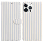 For iPhone 15 Pro Max Wallet Case Vintage Stripes Leather Stand Flip Phone Cover with Wrist Strap