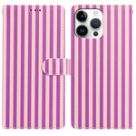 Til iPhone 16 Pro Pung Etui Vintage Striber Læder Stand Flip Telefon Cover med Håndrem