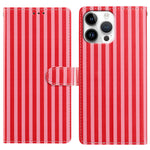 Til iPhone 16 Pro Max Pung Etui Vintage Striber Læder Stander Flip Telefoncover med Håndrem