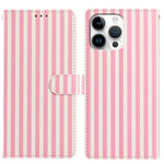 Til iPhone 16 Pro Max Pung Etui Vintage Striber Læder Stander Flip Telefoncover med Håndrem