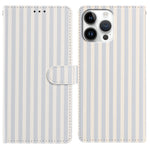 Til iPhone 16 Pro Max Pung Etui Vintage Striber Læder Stander Flip Telefoncover med Håndrem