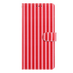 For iPhone 16 Plus Wallet Case Vintage Stripes Leather Stand Flip Phone Cover with Wrist Strap
