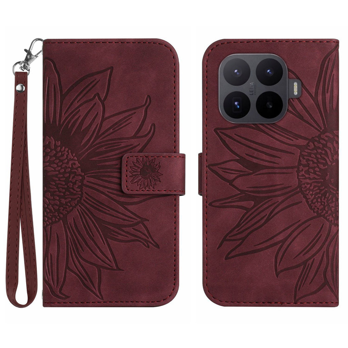 For Xiaomi 17T Case Sunflower Imprint Leather Wallet Phone Cover with Wrist Strap