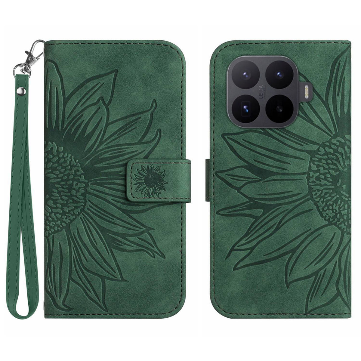For Xiaomi 17T Case Sunflower Imprint Leather Wallet Phone Cover with Wrist Strap