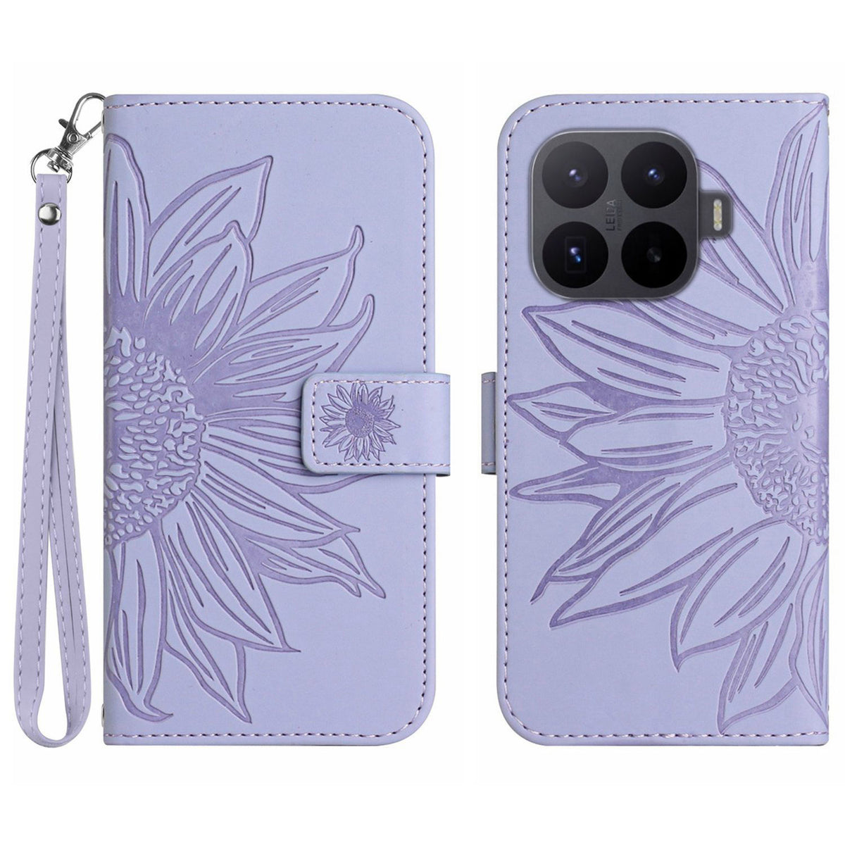 For Xiaomi 17T Case Sunflower Imprint Leather Wallet Phone Cover with Wrist Strap