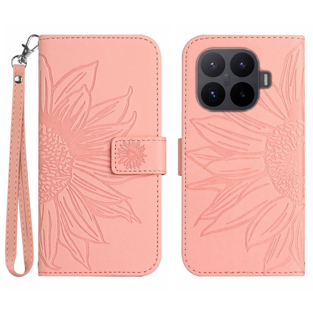 For Xiaomi 17T Case Sunflower Imprint Leather Wallet Phone Cover with Wrist Strap