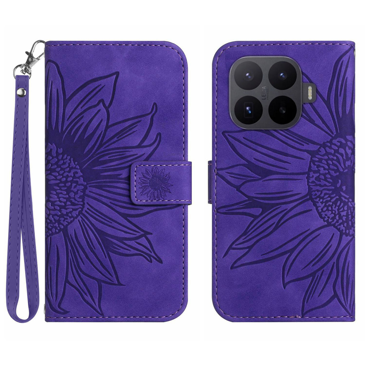 For Xiaomi 17T Case Sunflower Imprint Leather Wallet Phone Cover with Wrist Strap