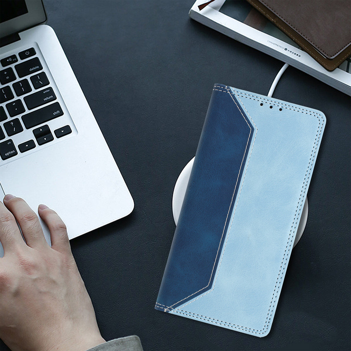 For Xiaomi 17 Max Leather Case Skin Touch Color Splicing RFID Blocking Wallet Stand Phone Cover