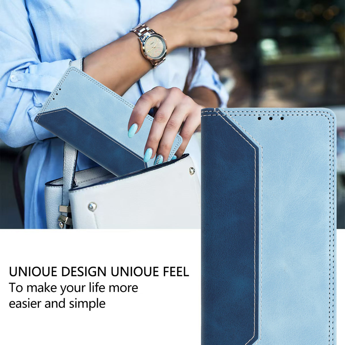 For Xiaomi 17 Max Leather Case Skin Touch Color Splicing RFID Blocking Wallet Stand Phone Cover