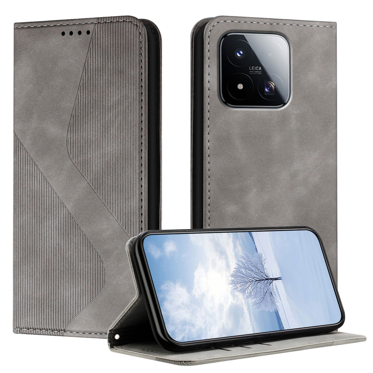 For Xiaomi 17 Max Phone Cover Skin-touch Feel Leather Wallet Case with Stand