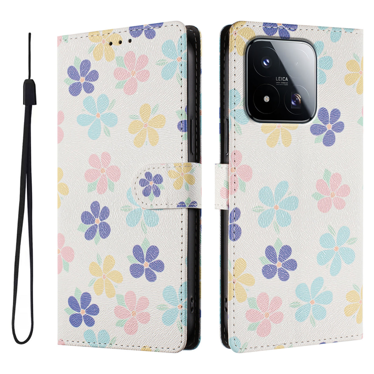 For Xiaomi 17 Max Case Pattern Print PU Leather Wallet Phone Cover with Wrist Strap