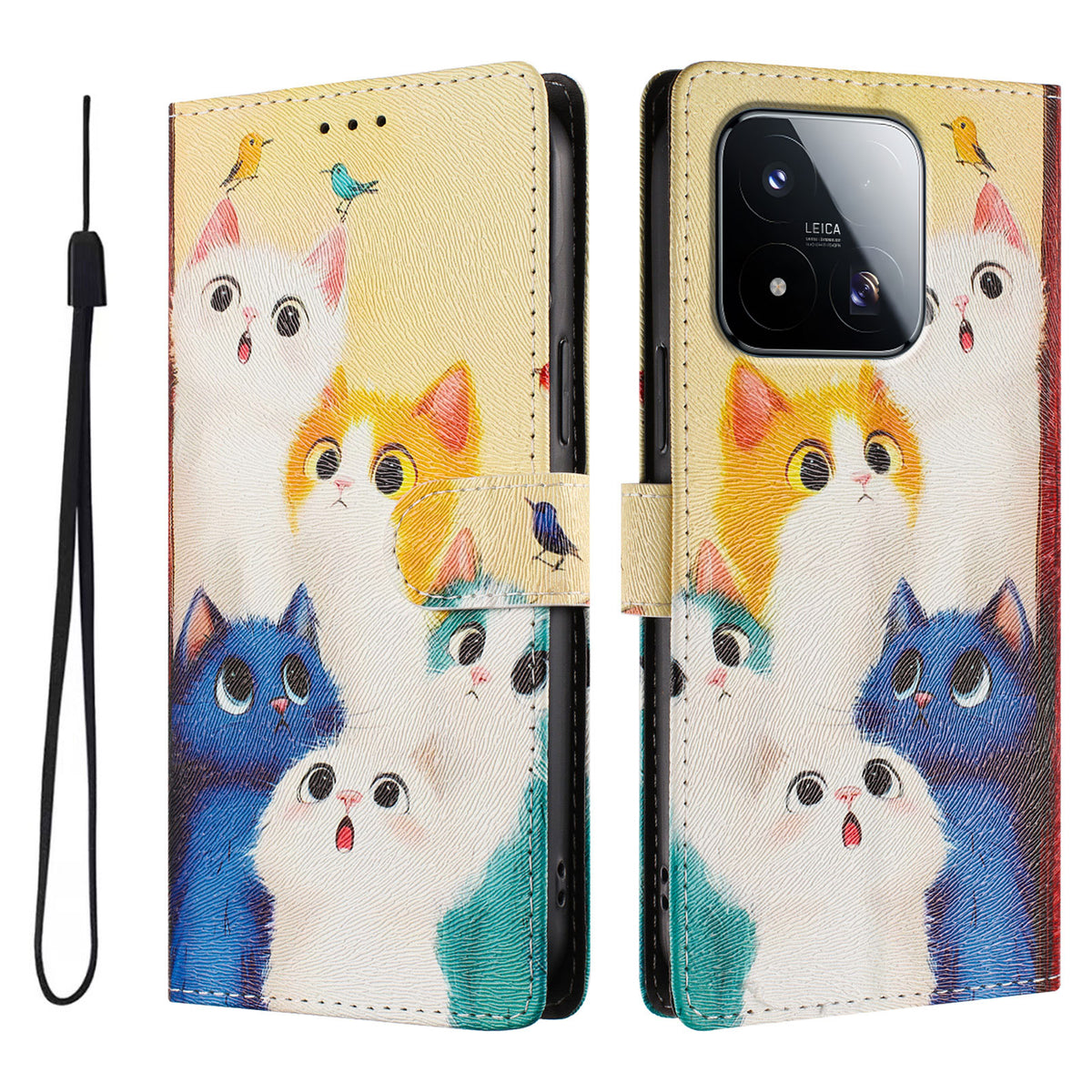 For Xiaomi 17 Max Case Pattern Print PU Leather Wallet Phone Cover with Wrist Strap