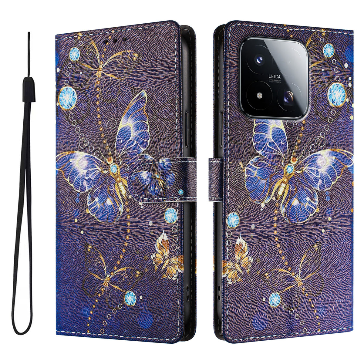For Xiaomi 17 Max Case Pattern Print PU Leather Wallet Phone Cover with Wrist Strap