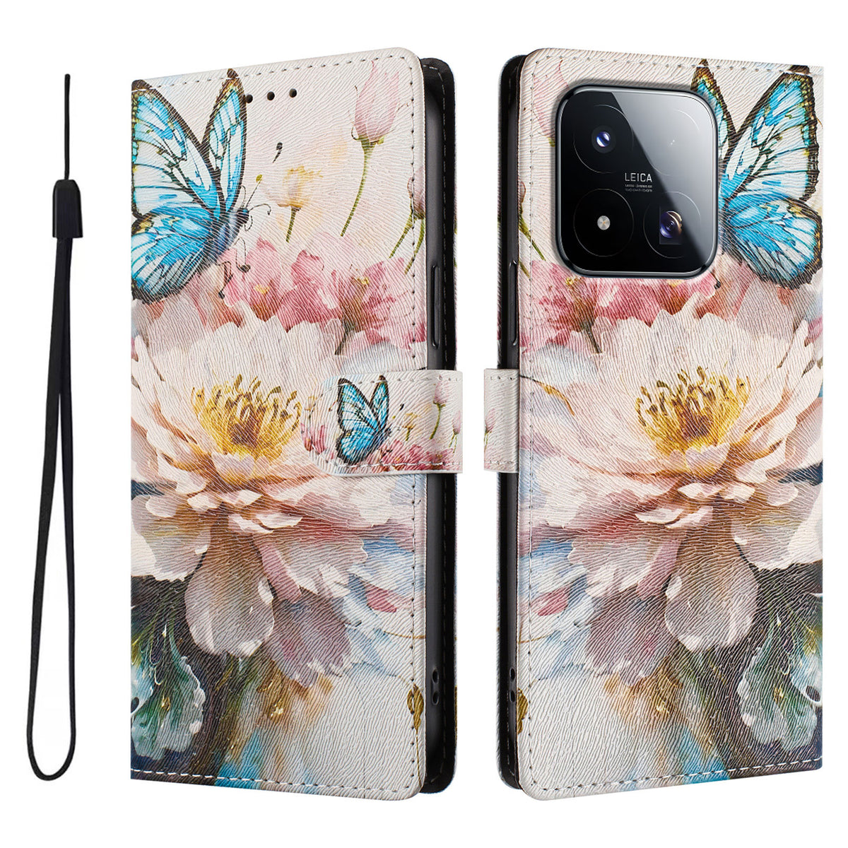 For Xiaomi 17 Max Case Pattern Print PU Leather Wallet Phone Cover with Wrist Strap