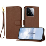 For Xiaomi 17 Max Leather Case Litchi Texture Wallet Stand Anti Drop Phone Cover with Wrist Strap