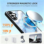 EYCASE for Samsung Galaxy S25+ Magnetic Case Marble Pattern TPU + Acrylic Shockproof Phone Cover