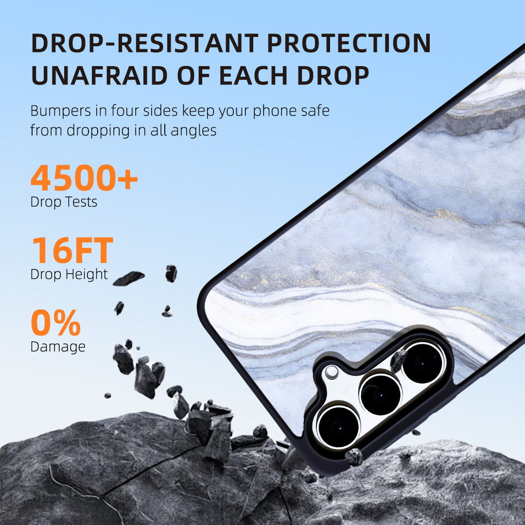 EYCASE for Samsung Galaxy S25+ Magnetic Case Marble Pattern TPU + Acrylic Shockproof Phone Cover