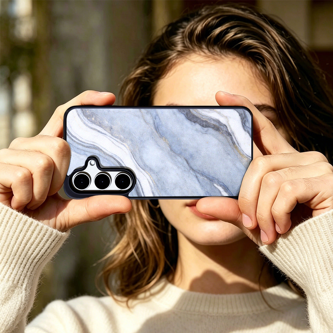 EYCASE for Samsung Galaxy S25+ Magnetic Case Marble Pattern TPU + Acrylic Shockproof Phone Cover