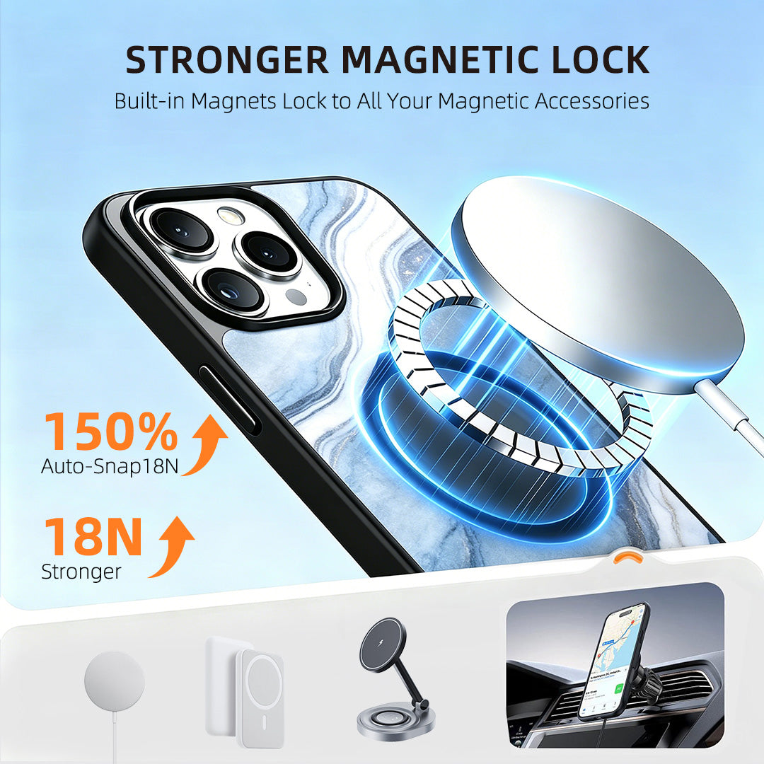 EYCASE for iPhone 14 Pro Magnetic Case Marble Pattern TPU + Acrylic Shockproof Phone Cover
