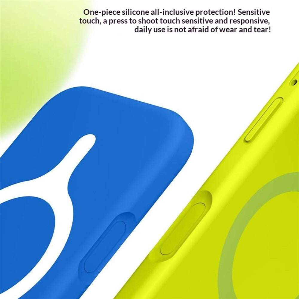 Til iPhone 16 Pro Magnetisk Cover Flydende Silikone Anti-ridse Telefoncover med Hærdet Glas Skærmbeskytter