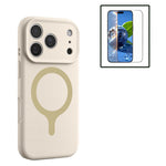 For iPhone 17 Pro Max Magnetic Case Liquid Silicone Anti Scratch Phone Cover with Tempered Glass Screen Protector