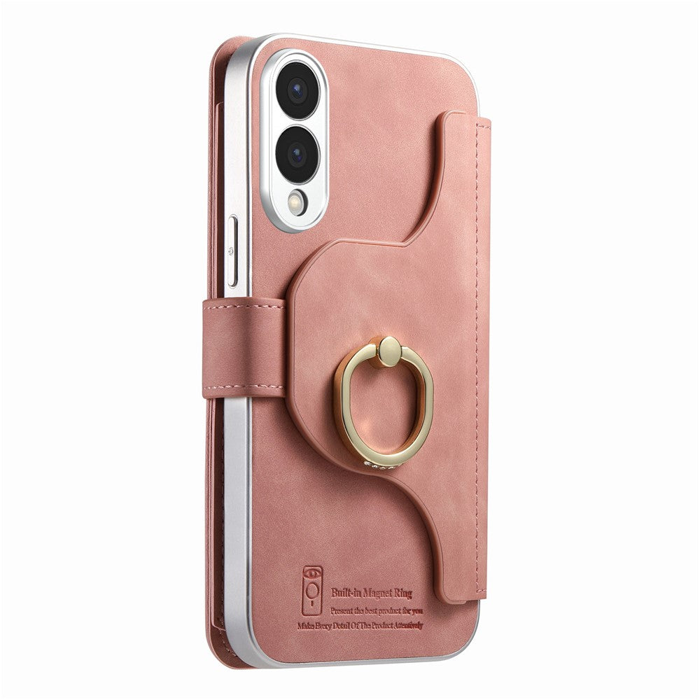 For Samsung Galaxy S25 Edge Case RFID Blocking Detachable Magnetic Leather Phone Cover with Ring Holder