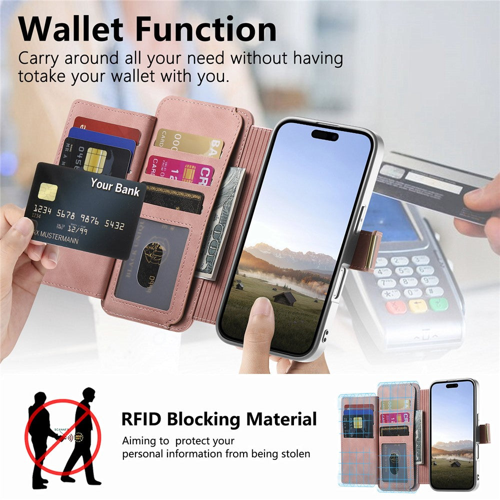 For Samsung Galaxy S25 Edge Case RFID Blocking Detachable Magnetic Leather Phone Cover with Ring Holder