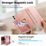 For Samsung Galaxy S25 Edge Case RFID Blocking Detachable Magnetic Leather Phone Cover with Ring Holder