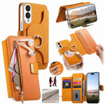 For Samsung Galaxy S25 Edge Case RFID Blocking Detachable Magnetic Leather Phone Cover with Ring Holder