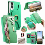For Samsung Galaxy S25 Edge Case RFID Blocking Detachable Magnetic Leather Phone Cover with Ring Holder