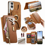 For Samsung Galaxy S25 Edge Case RFID Blocking Detachable Magnetic Leather Phone Cover with Ring Holder