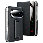 QIALINO För Huawei Pura X Max Skal Äkta Koläder View Window Kickstand mobilskal